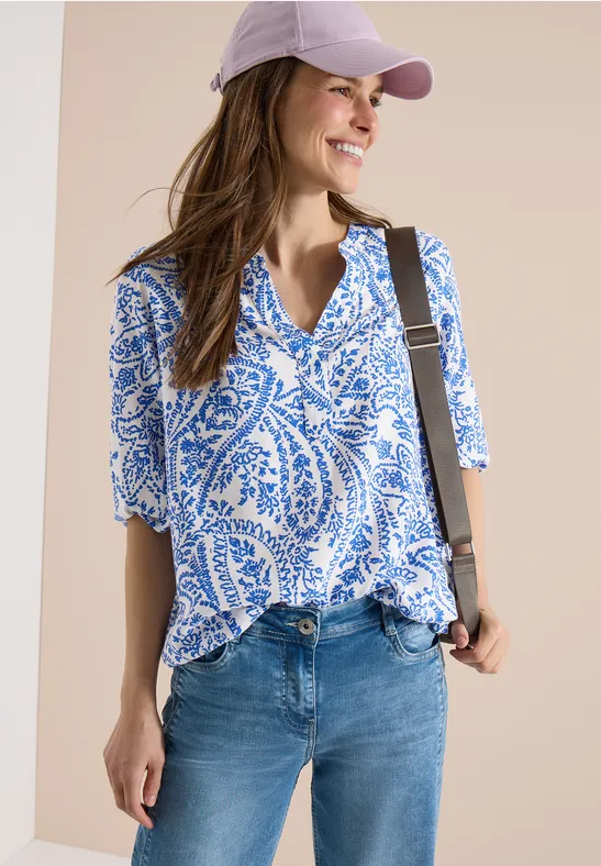 Paisley-Bluse mit Split Neck