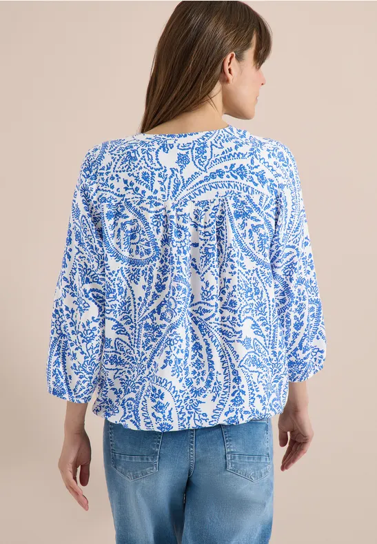 Paisley-Bluse mit Split Neck
