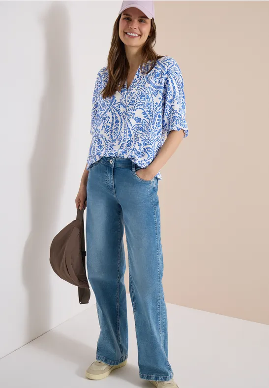Paisley-Bluse mit Split Neck