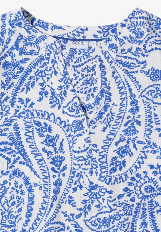 Paisley-Bluse mit Split Neck