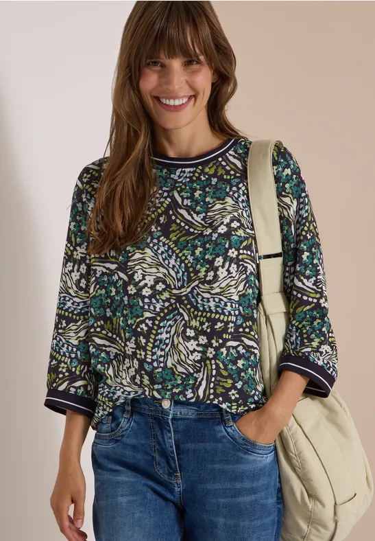 Bedrucktes Blusenshirt mit 3/4-Arm