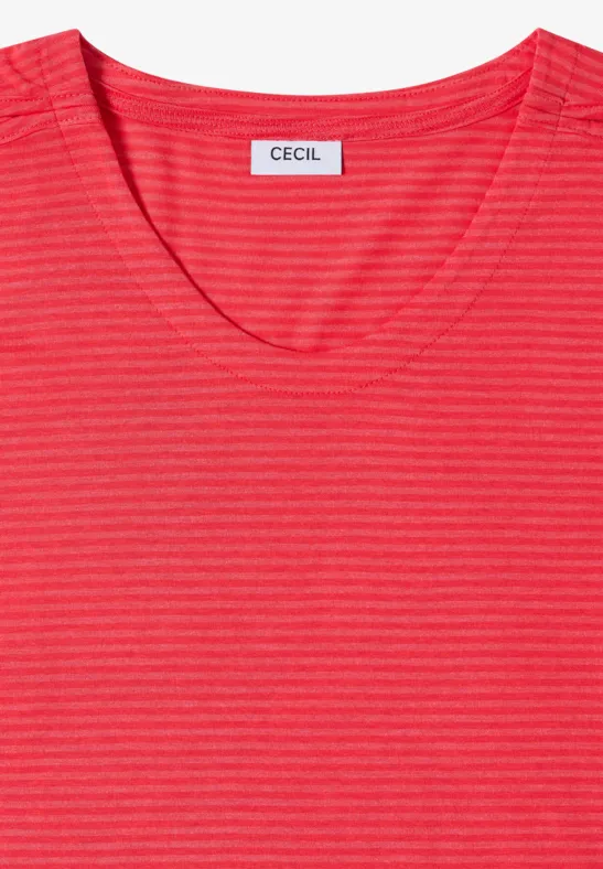 Gestreiftes V-Ausschnitt-Shirt mit Tunnelzug
