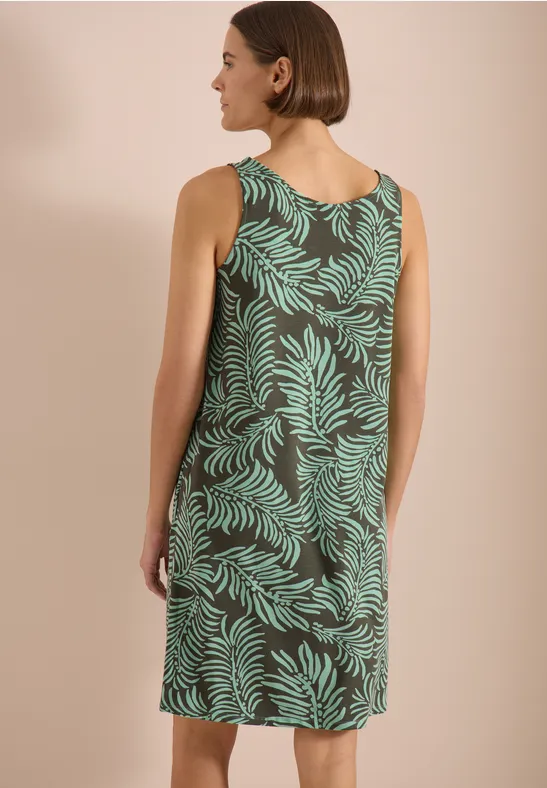 Jerseykleid mit tropischem Farn-Print