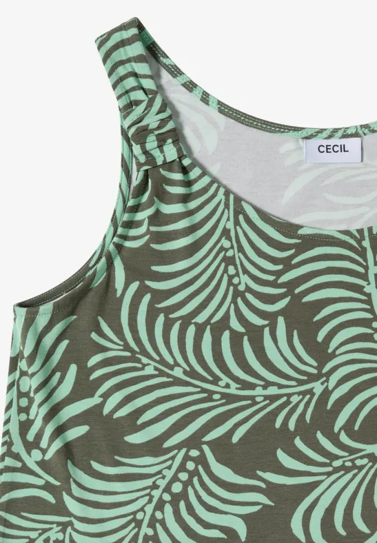 Jerseykleid mit tropischem Farn-Print