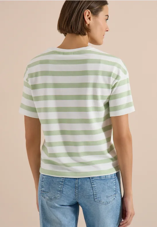 Gestreiftes Jerseyshirt mit Brustprint