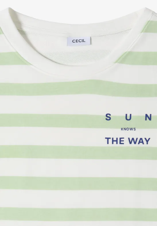 Gestreiftes Jerseyshirt mit Brustprint