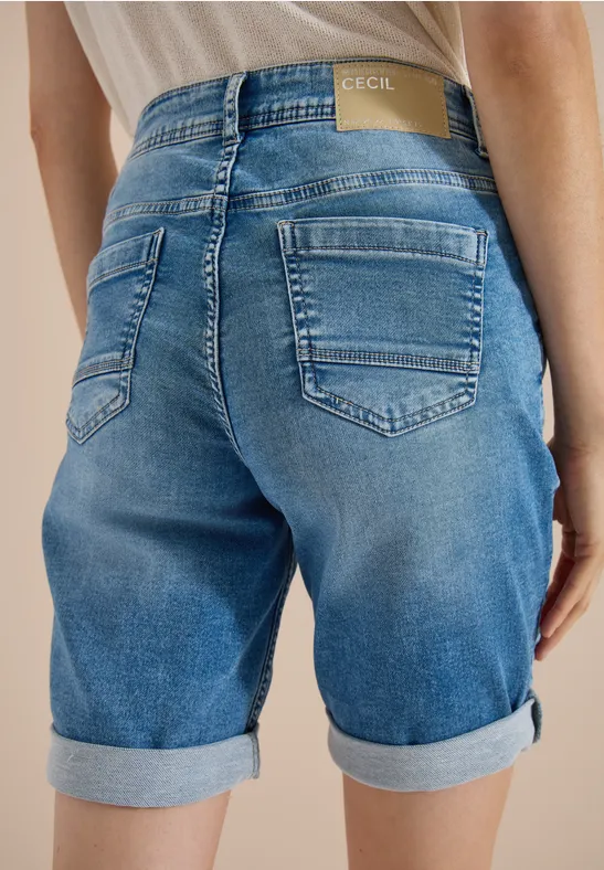 Slim Fit Mid Waist Denim-Shorts