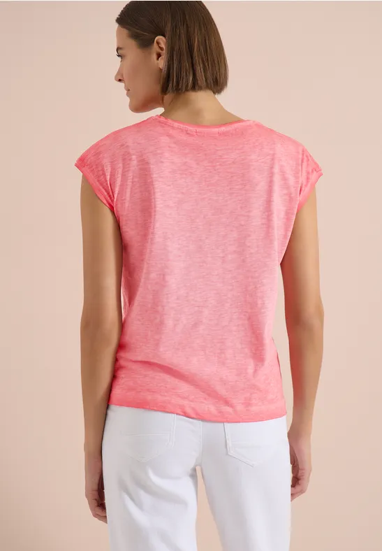 Flammgarn-Jerseyshirt mit U-Boot-Ausschnitt