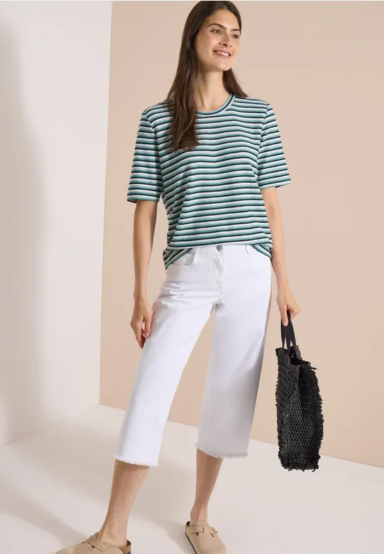 Strukturiertes T-Shirt mit Streifenmuster