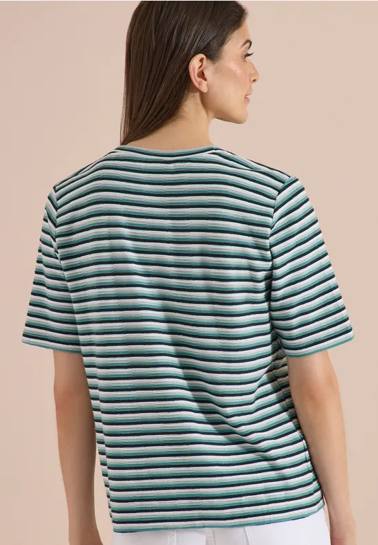 Strukturiertes T-Shirt mit Streifenmuster