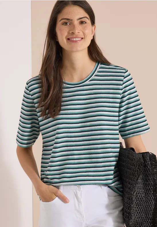 Strukturiertes T-Shirt mit Streifenmuster