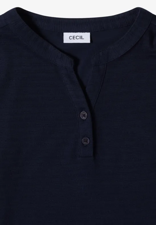 Strukturiertes ärmelloses Top mit Split-Neck