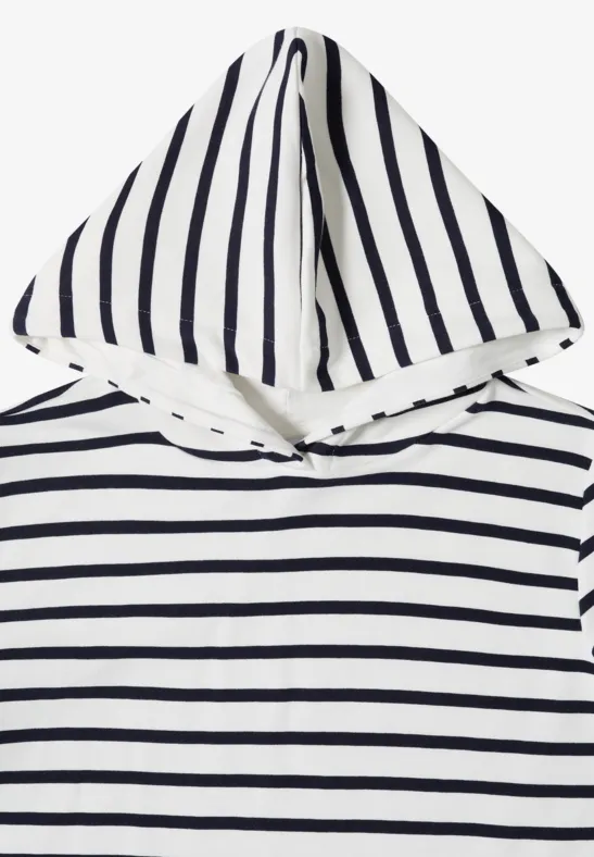 Gestreiftes Langarm-Sweatshirt mit Kapuze
