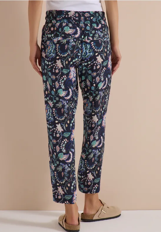 Gemusterte Loose-Fit Viskosehose