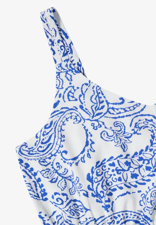Ärmelloses Maxikleid mit Paisley-Print