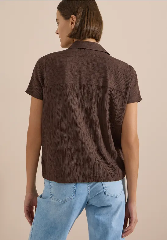 Strukturierte Bluse mit Tunnelzug-Saum