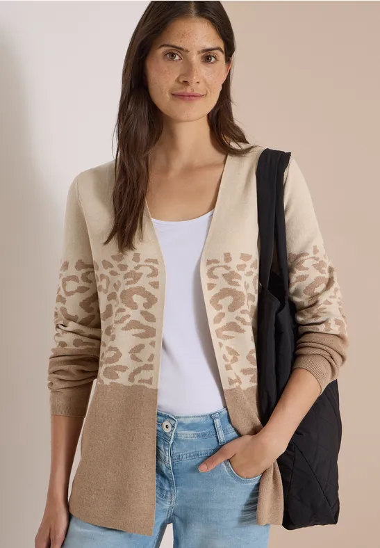 Offener Cardigan mit Jacquard-Muster
