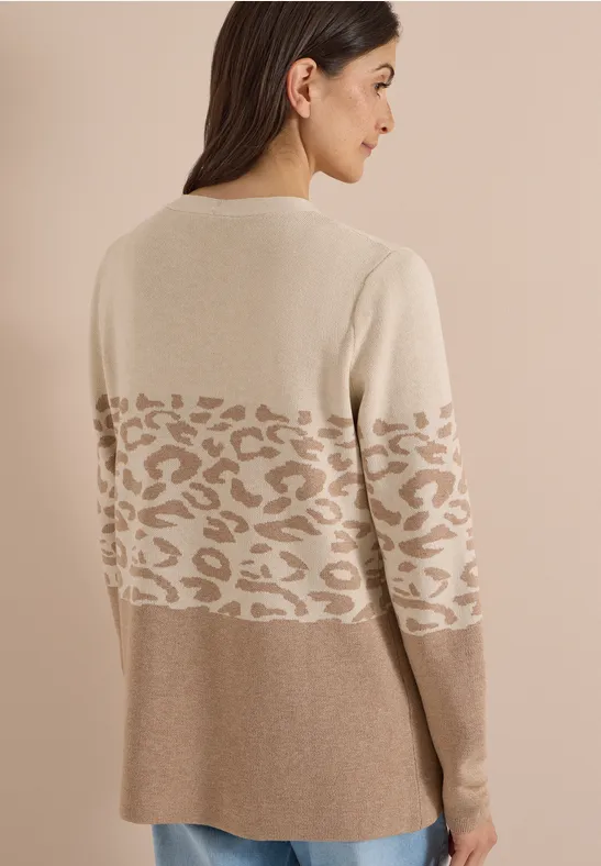 Offener Cardigan mit Jacquard-Muster