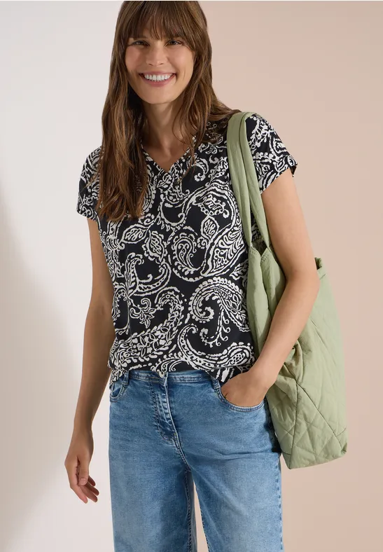 V-Ausschnitt Shirt mit Paisley-Print