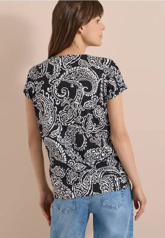 V-Ausschnitt Shirt mit Paisley-Print