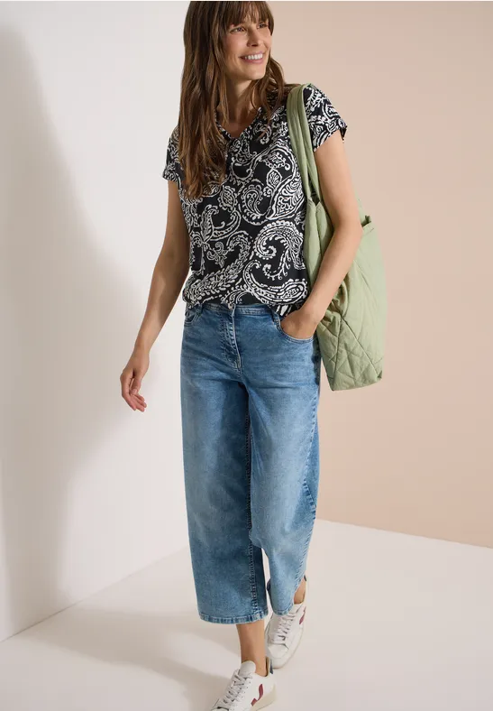 V-Ausschnitt Shirt mit Paisley-Print