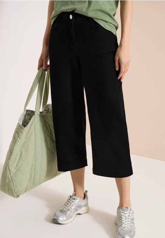 Weite Denim-Culotte mit Hohem Bund