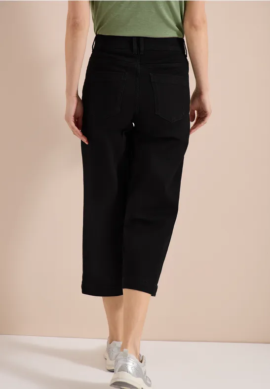 Weite Denim-Culotte mit Hohem Bund