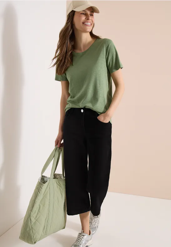 Weite Denim-Culotte mit Hohem Bund