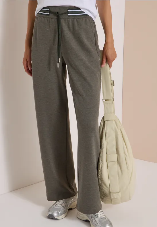High Waist Straight Leg Jerseyhose