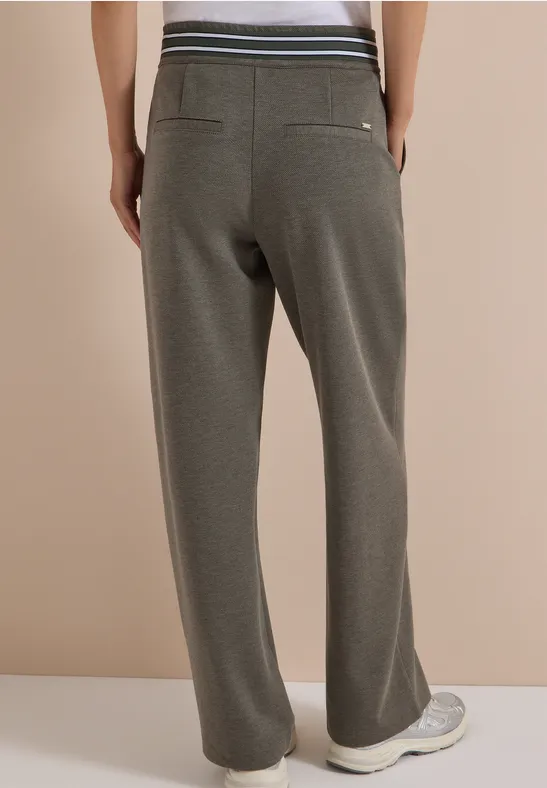 High Waist Straight Leg Jerseyhose