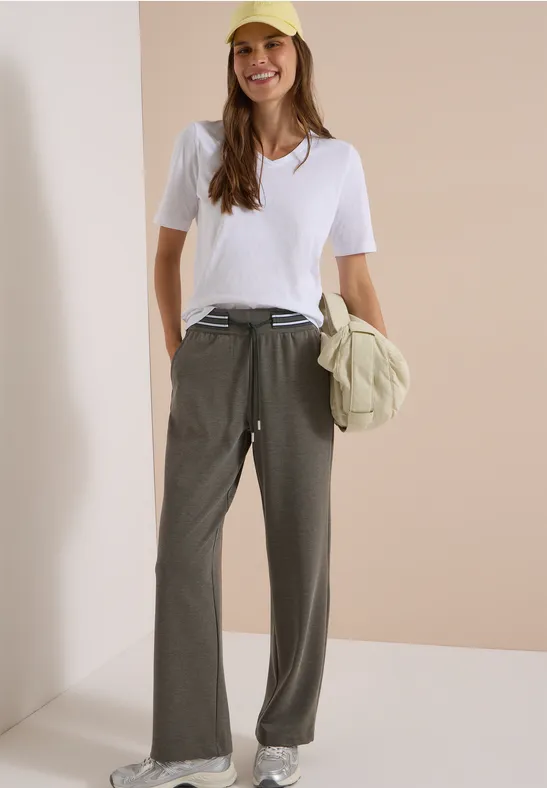 High Waist Straight Leg Jerseyhose
