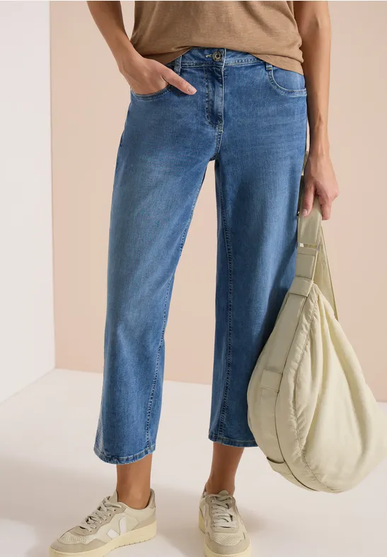 Hoch taillierte Wide-Leg-Crop-Jeans