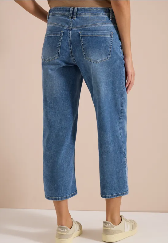 Hoch taillierte Wide-Leg-Crop-Jeans