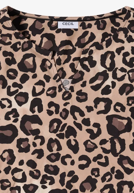 Midi-Kleid mit Leo-Print und Tunnelzug