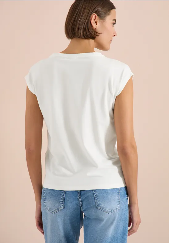 Grafik-Shirt mit Pailletten und Knotendetail