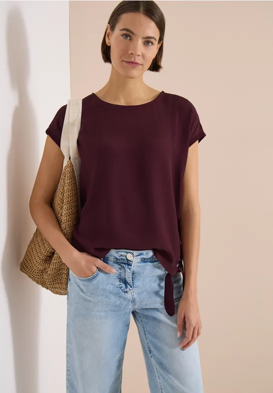 Blusenshirt mit Rundhalsausschnitt und Knotendetail