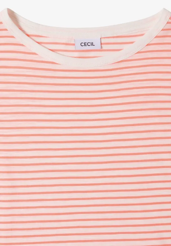 Gestreiftes T-Shirt mit U-Boot-Ausschnitt
