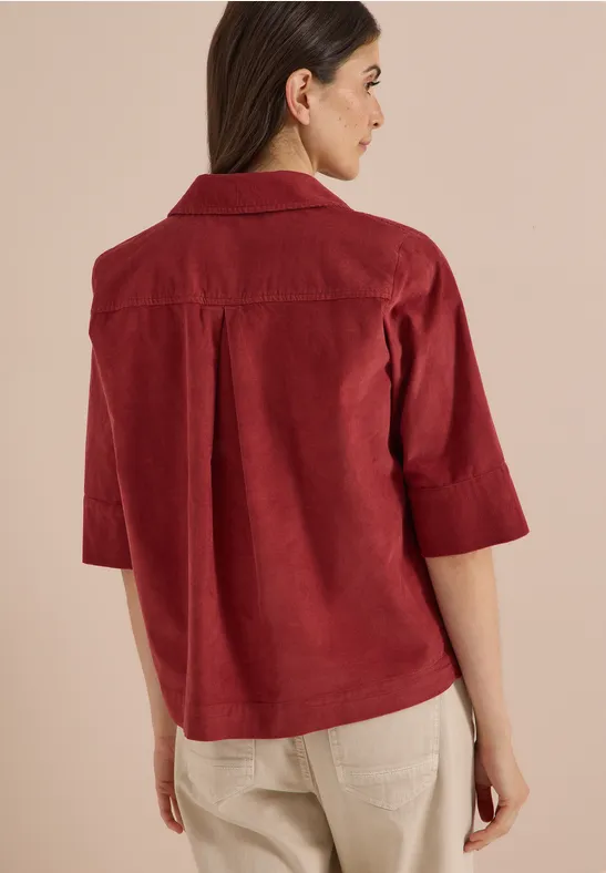 Kurzarm-Hemdbluse aus reiner Baumwolle