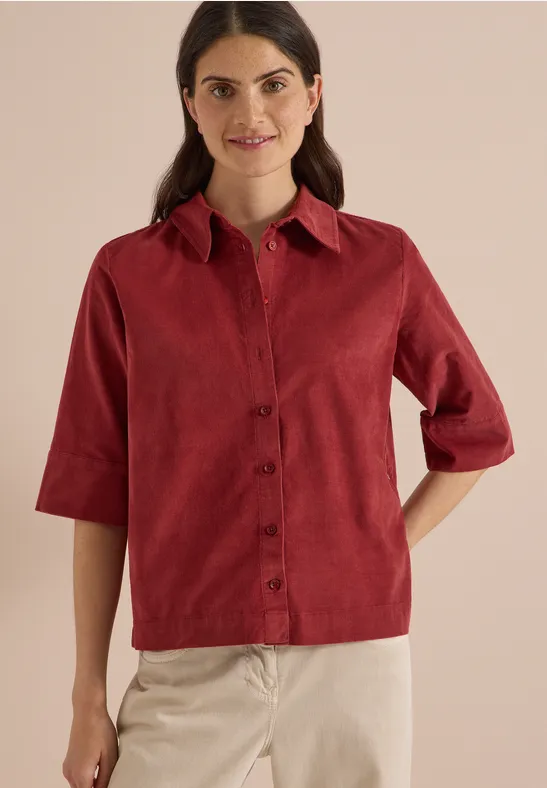 Kurzarm-Hemdbluse aus reiner Baumwolle