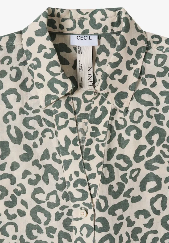 Leinenmix-Bluse mit Leoparden-Print