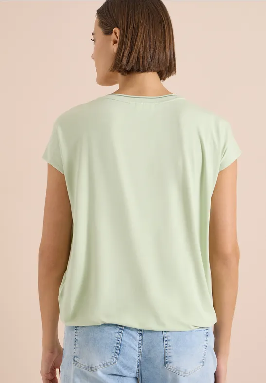 V-Ausschnitt Blusenshirt im Strukturmix