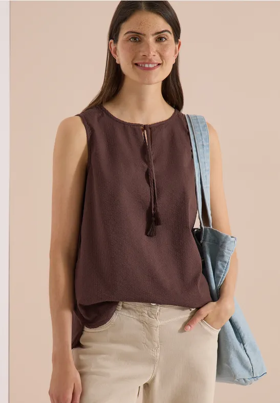 Ärmelloses Blusentop mit Split-Neck