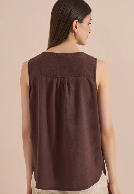 Ärmelloses Blusentop mit Split-Neck