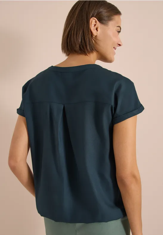 Kurzarmbluse mit Split Neck