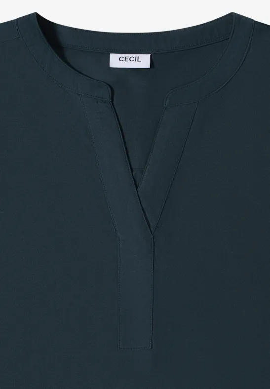 Kurzarmbluse mit Split Neck