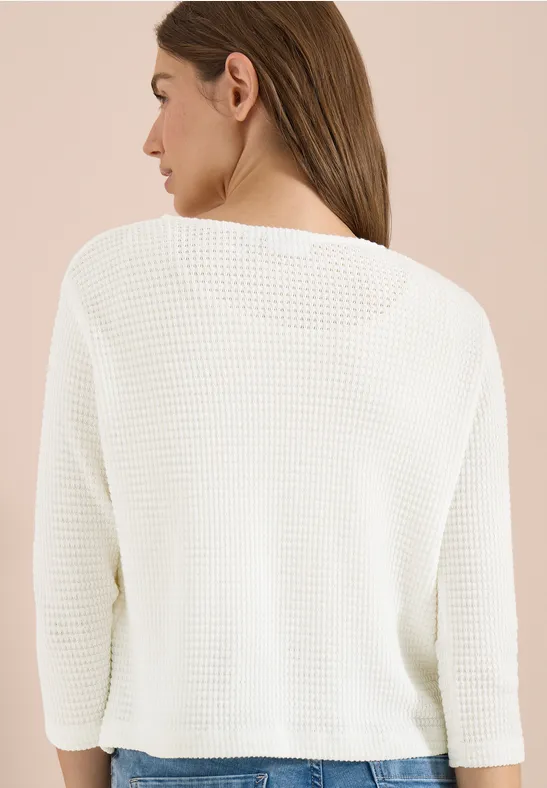 Offene Ajour-Strickjacke mit Struktur