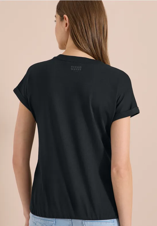 Shirt mit Split-Neck im Tunikastil