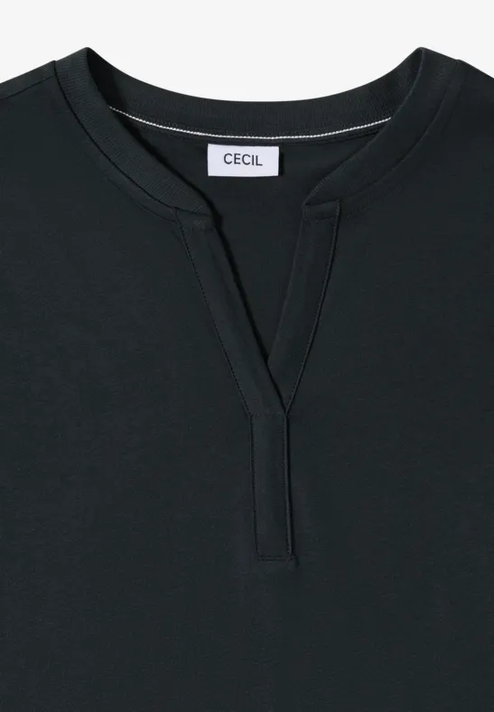 Shirt mit Split-Neck im Tunikastil