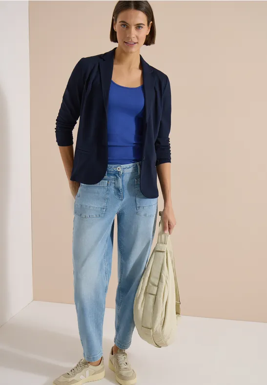 Klassischer Jersey-Blazer mit Revers