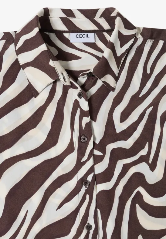 Kurzarm-Hemdbluse mit Zebra-Print